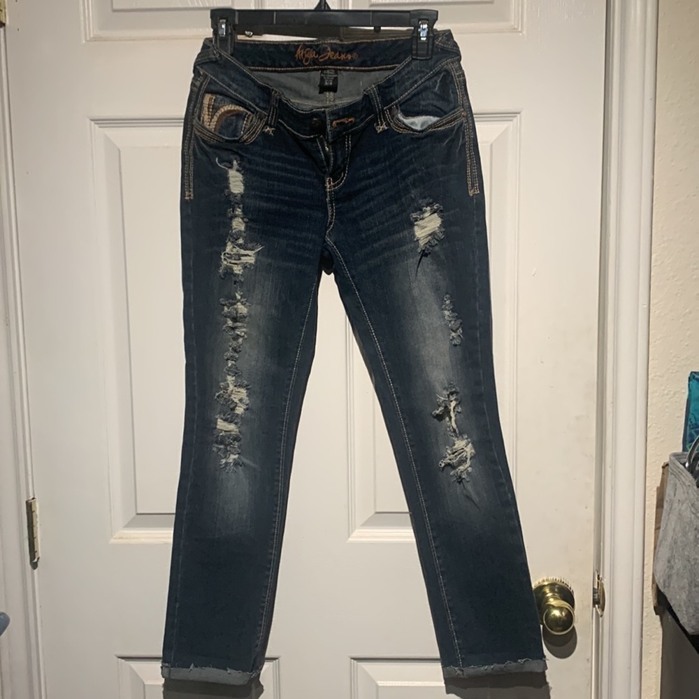 Distressed crop ankle jeans - Picture 1 of 10